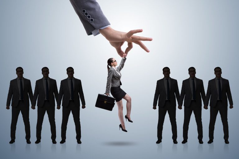 Recruitment concept with hand picking employee